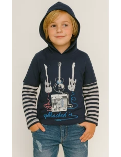 Camiseta capucha guitaras niño 