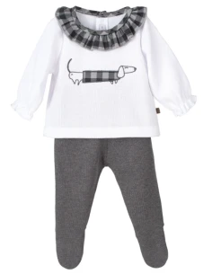 Conjunto polaina perrito salchicha bebé 