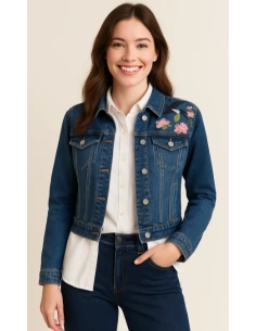 Cazadora tejana bordada mujer 