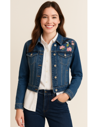 Cazadora tejana bordada mujer 
