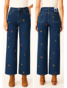 Pantalón tejano flores mujer 