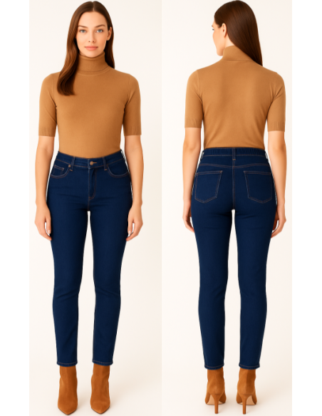 Pantalón tejano recto mujer 