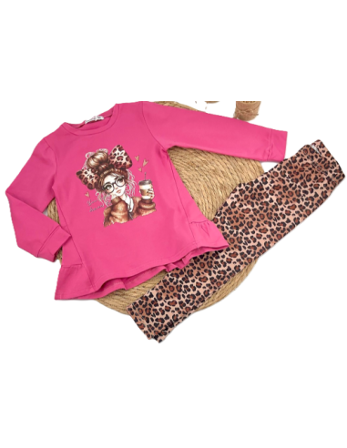 Conjunto dos piezas leopardo niña 