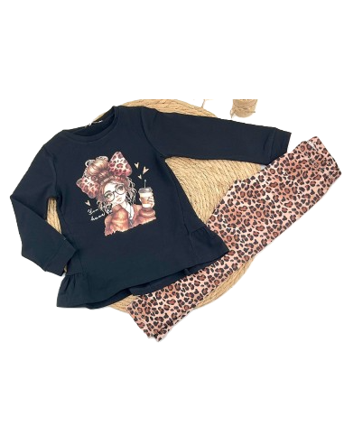 Conjunto dos piezas leopardo niña 