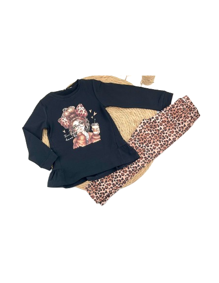 Conjunto dos piezas leopardo niña 