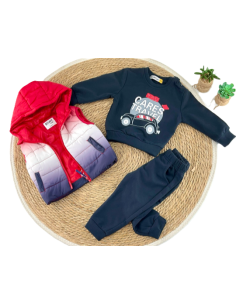Conjunto de 3 piezas con chaleco bebé niño  2