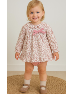 Vestido chambrita manga larga y braguita bebé niña 