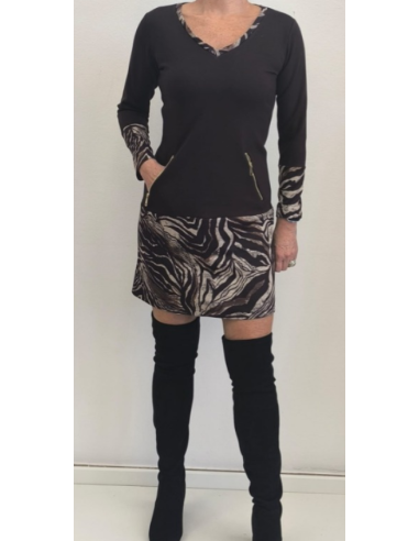 Vestido combinado chocolate mujer [product.brand] 1 - Ropa para Bebé | dyley | 