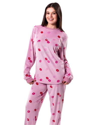 Ropa para niña |Pijama terciopelo labios niña |dyley