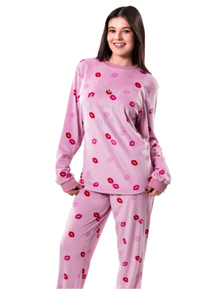 Ropa para niña |Pijama terciopelo labios niña |dyley