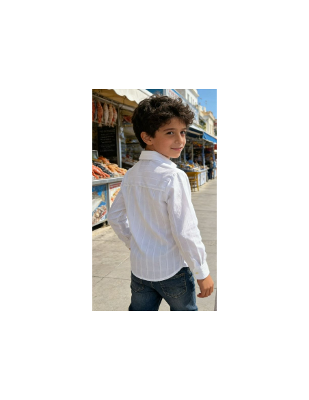 Camisa manga larga blanca niño 
