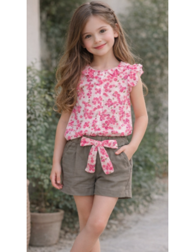 Conjunto 2 piezas short lazo niña 