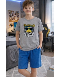 Pijama manga corta tigre verano niño 