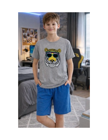 Pijama manga corta tigre verano niño 