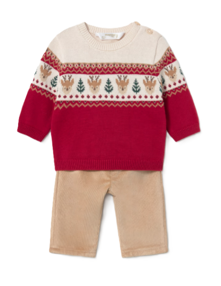 Conjunto pantalón y jersey reno recién nacido 