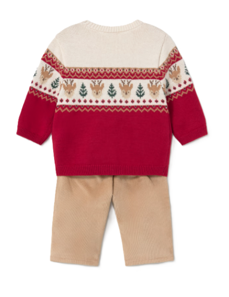 Conjunto pantalón y jersey reno recién nacido 
