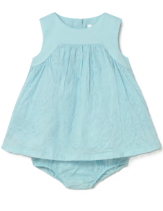 Vestido bordado con cubrepañal bebé 