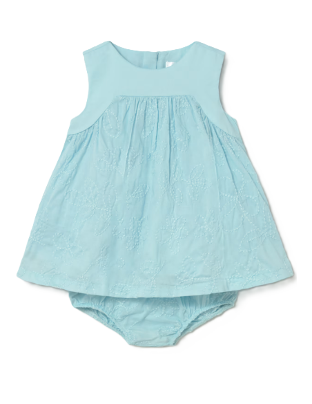 Vestido bordado con cubrepañal bebé 
