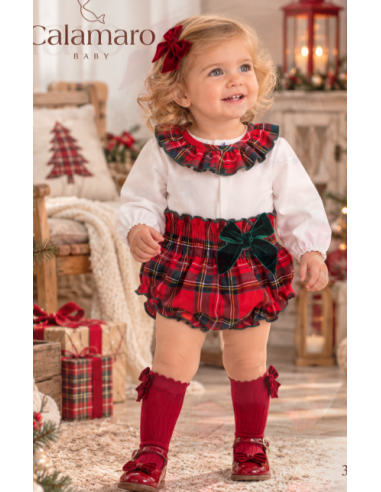 Conjunto pololo cuadros bebé niña 