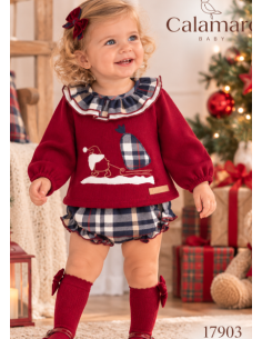 Conjunto jersey con short cuadros bebé niña 