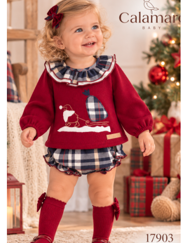 Conjunto jersey con short cuadros bebé niña 