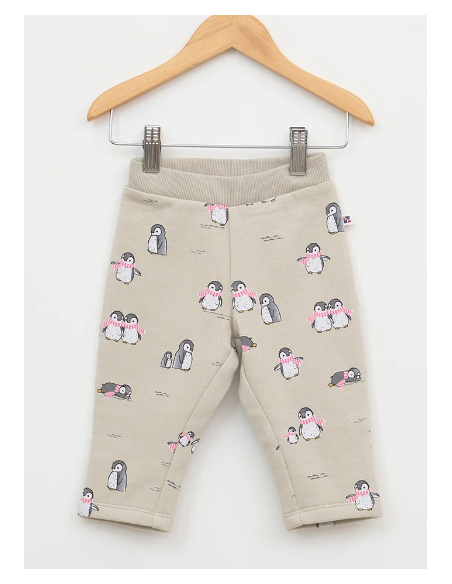 Pantalón estampado felpa bebé niña 