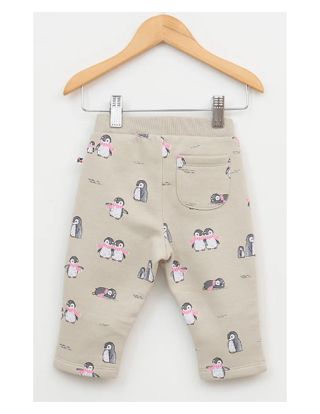 Pantalón estampado felpa bebé niña 