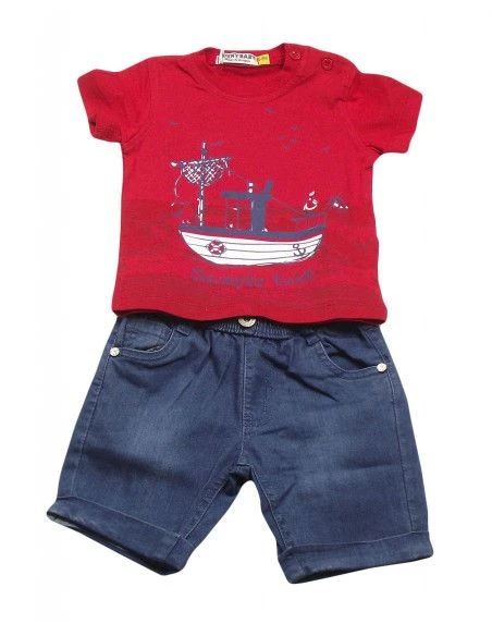 Conjunto manga corta y bermudas denim bebé niño [product.brand] 1 - Ropa para Bebé | dyley | 