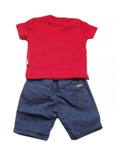 Conjunto manga corta y bermudas denim bebé niño  2