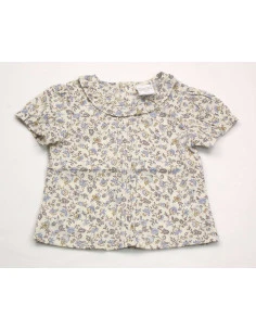 Blusa manga corta florecitas bebé niña 