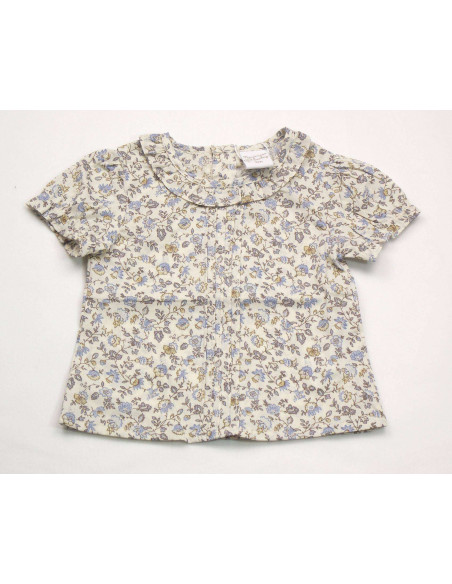 Blusa manga corta florecitas bebé niña 