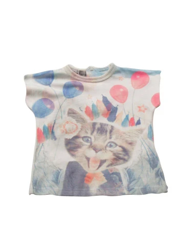 Camiseta manga corta gatito bebé niña 