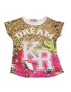 Camiseta manga corta leopardo niña 