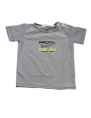 Camiseta manga corta rayas finas bebé niño 