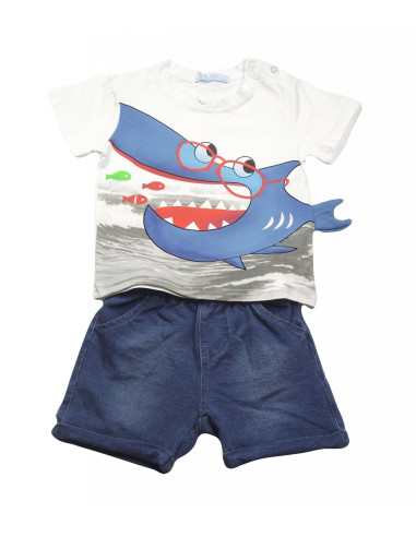 Conjunto de camiseta tiburón y bermudas bebé niño 