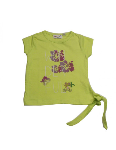 Camiseta manga corta nudo bebé niña 