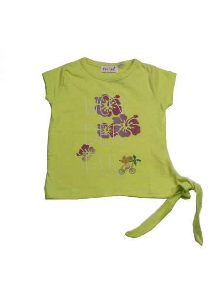 Camiseta manga corta nudo bebé niña 