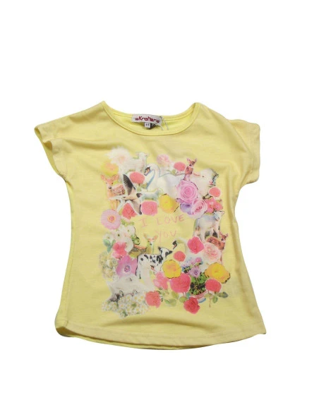 Camiseta manga corta flores niña 